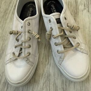 Sperry Cream Leather Boat Shoe Sneakers